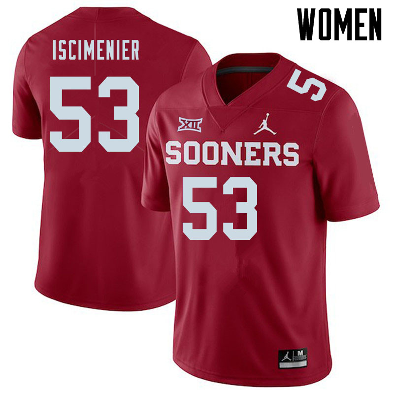 Jordan Brand Women #53 Jared Iscimenier Oklahoma Sooners College Football Jerseys Sale-Crimson - Click Image to Close